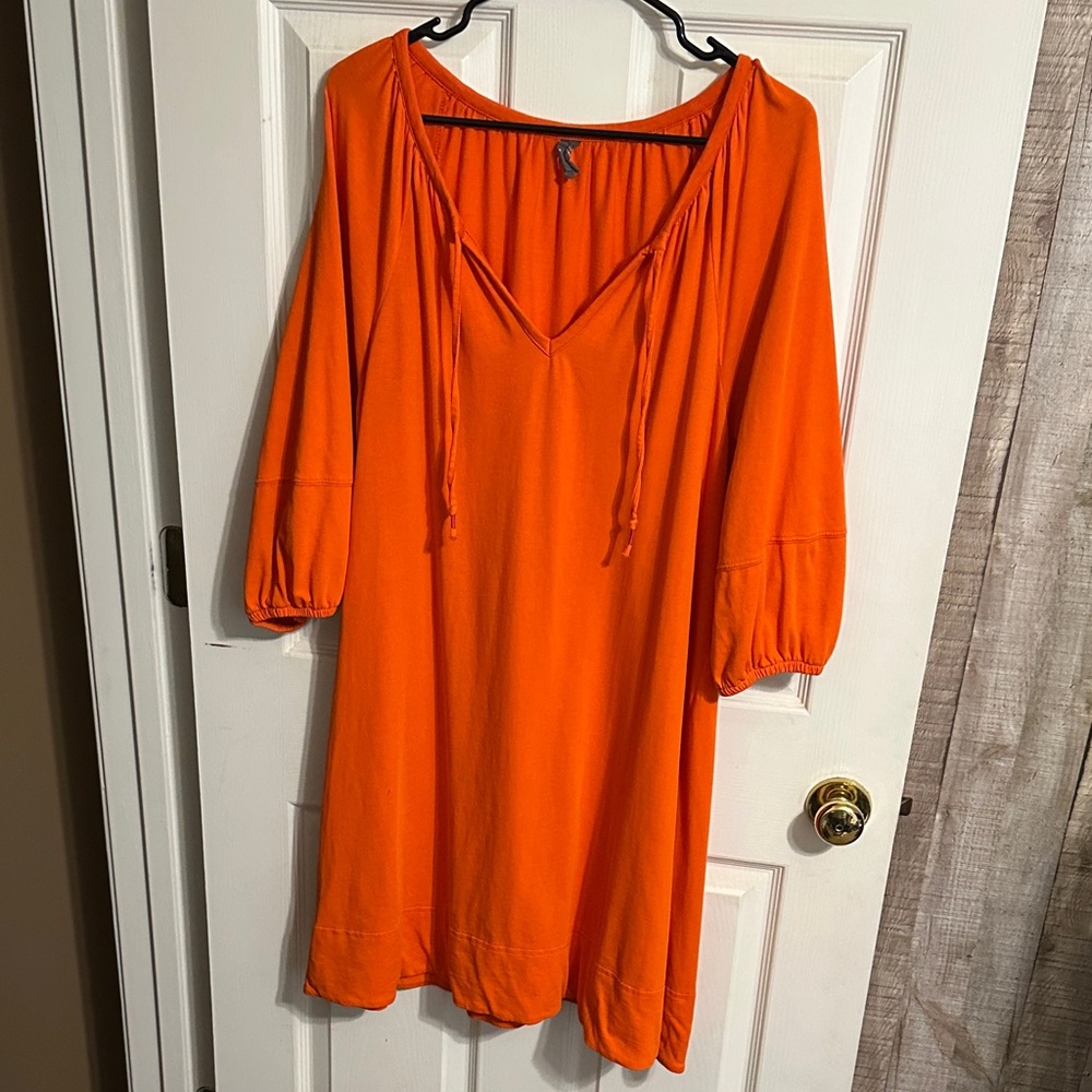 Anthropologie Orange Long Sleeve Tunic Dress
